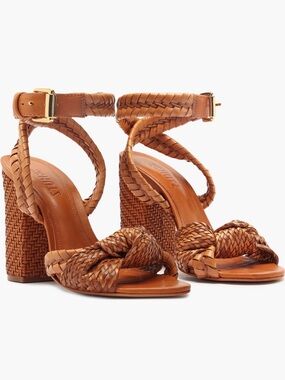 SCHUTZ Khari Block Heel Leather Sandals - Tan